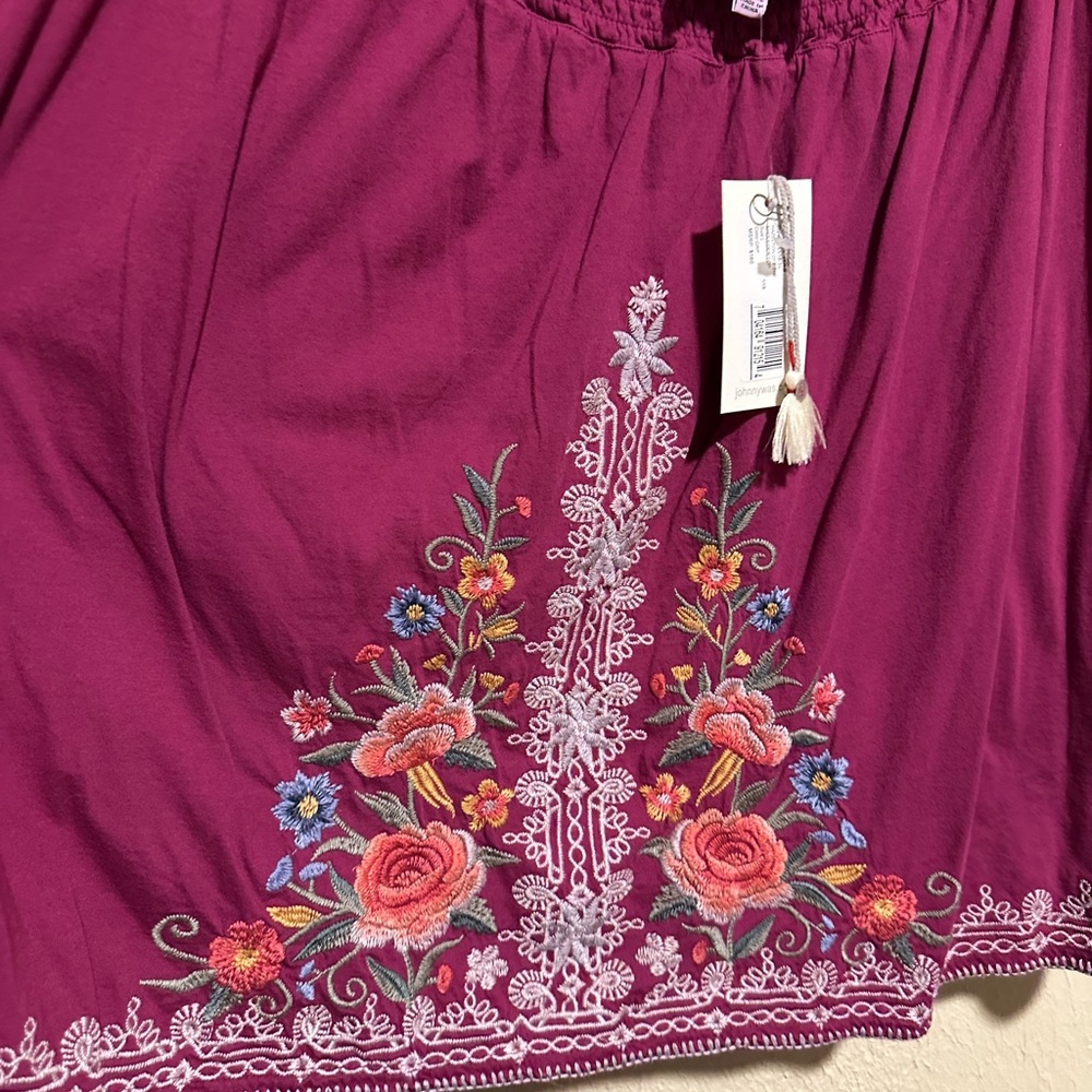 New Johnny Was Hazelton Off the Shoulder Embroidered Top‎ size Large Floral Boho - Picture 3 of 7
